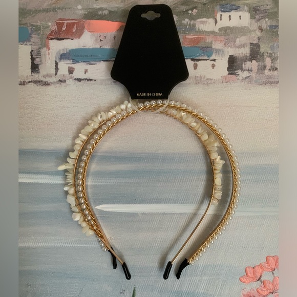 New Dainty Beachy Crystal Chip Shell & Pearl Headband Set🐚🐚 - Picture 2 of 10